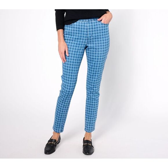 Isaac Mizrahi Live! Pants - Isaac Mizrahi Live! Women's Pants Sz 18 Tall True Denim Houndstooth Teal A628005